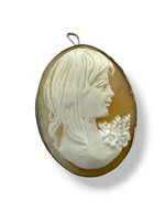 Brooch Mandile 1922 Woman Cammei  in Silver Conchiglia 2MSPC8